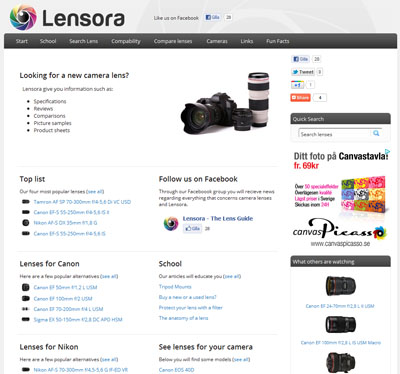 Lensora - the lens guide